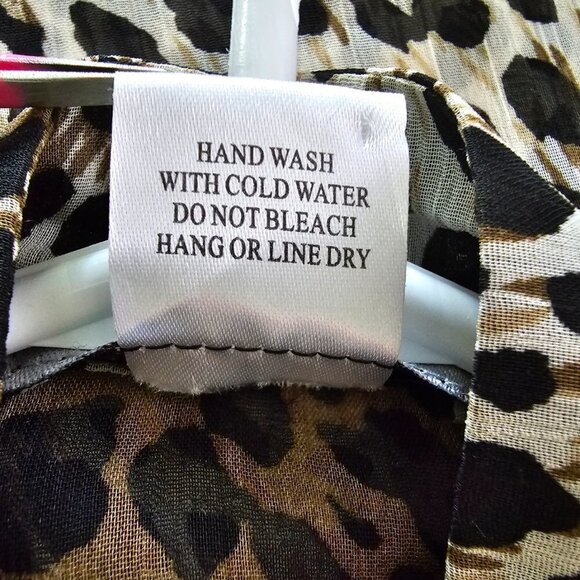 Women's Leopard Print Sheer Ruffled Blouse, Size Small - Picture 16 of 17